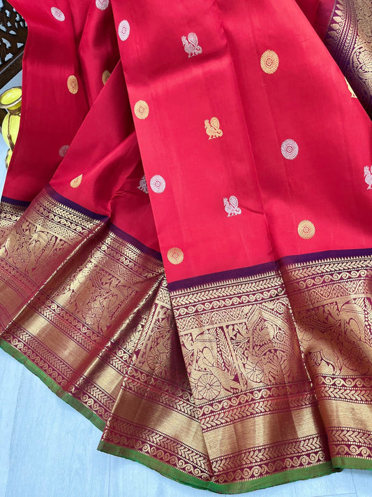 Classic Red Gadwal Saree